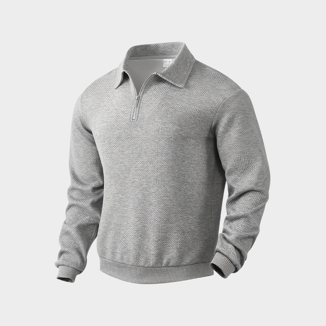 Men's Textured Half-Zip Polo Sweat