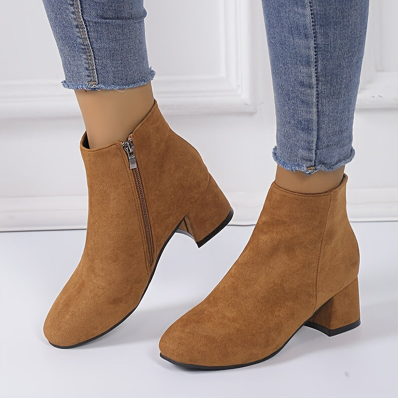 Women's Brown Chelsea Heeled Ankle Boots