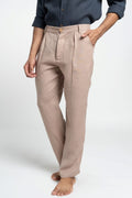 Men's Relaxed Tailored Pleated Linen-Blend Trousers