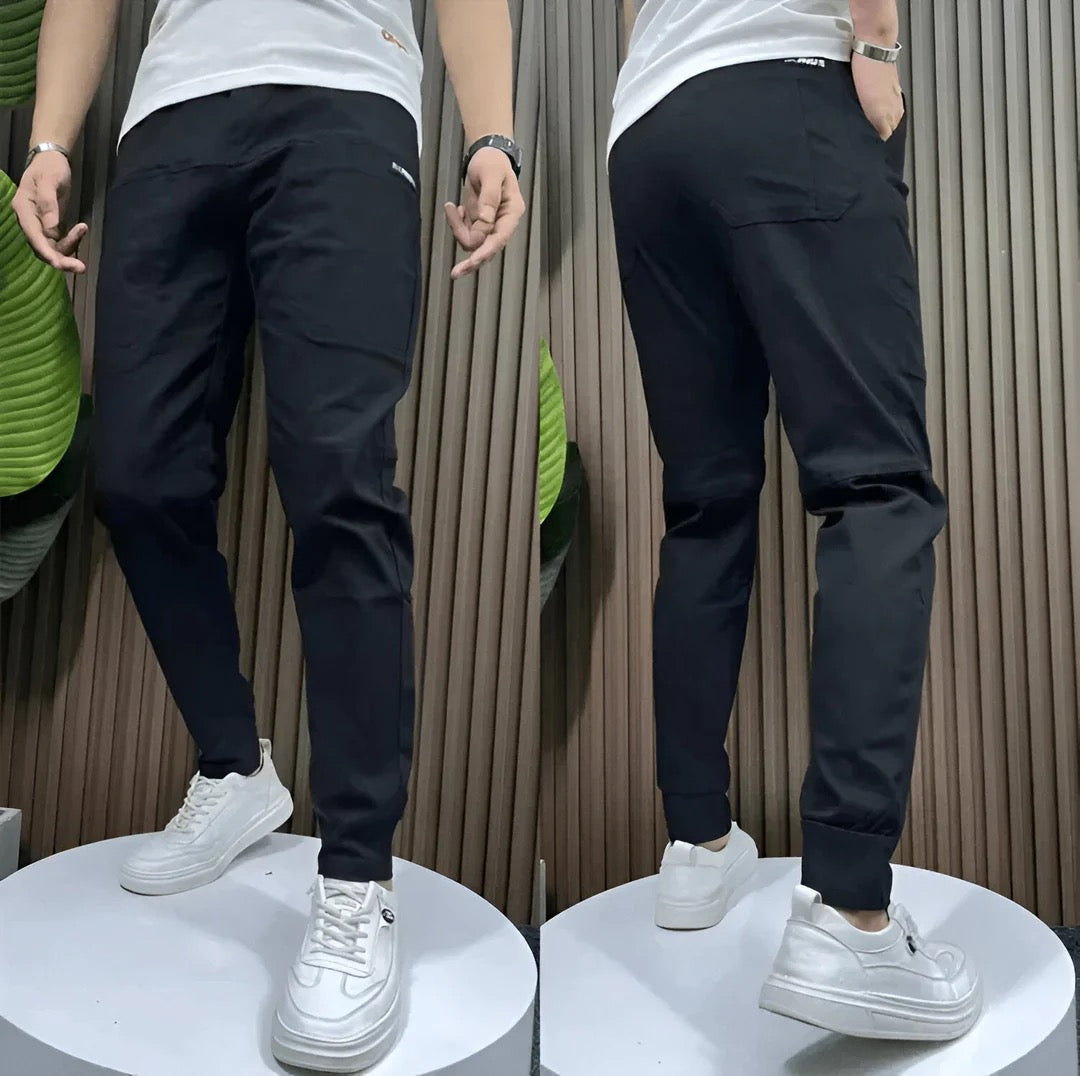 Men's Slim Tapered Ribbed-Cuff Cargo Joggers
