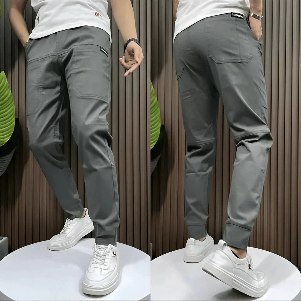 Men's Slim Tapered Ribbed-Cuff Cargo Joggers