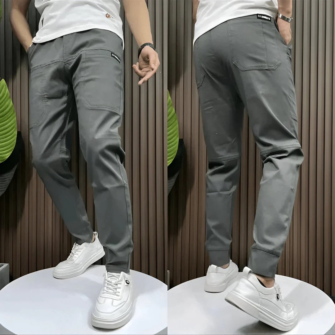 Men's Slim Tapered Ribbed-Cuff Cargo Joggers