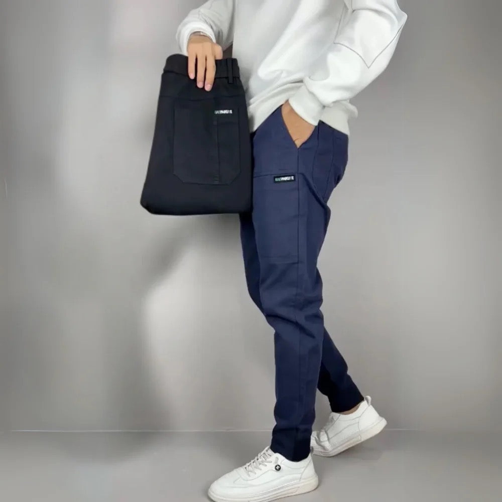 Men's Slim Tapered Ribbed-Cuff Cargo Joggers