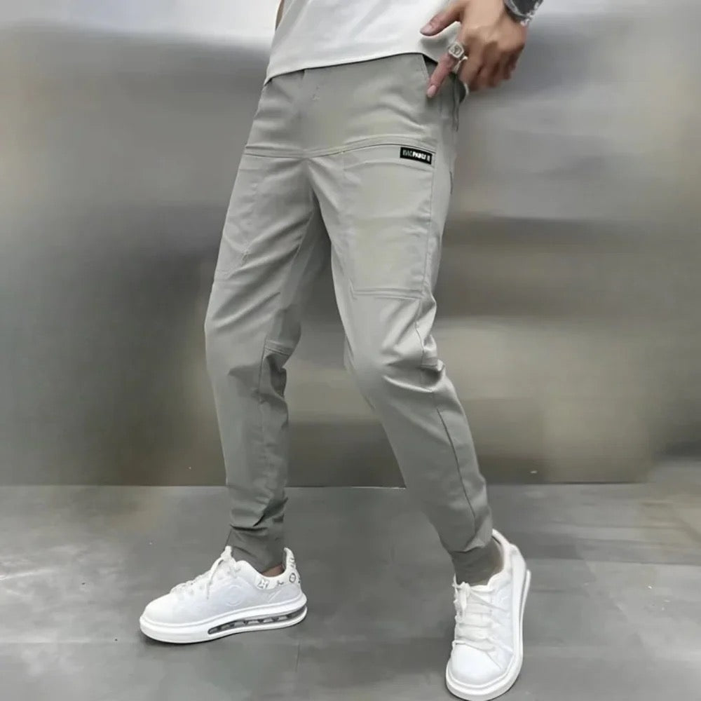 Men's Slim Tapered Ribbed-Cuff Cargo Joggers