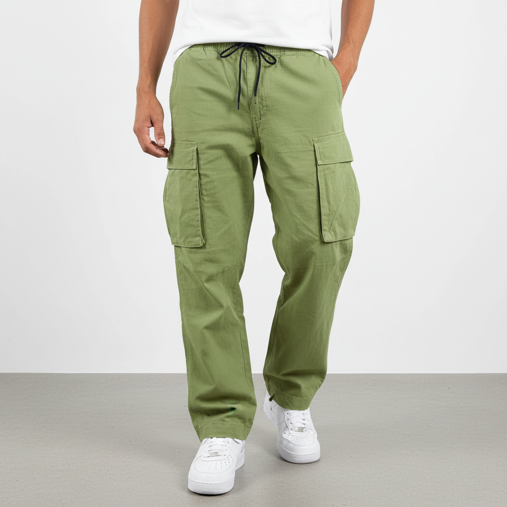 Men's Loose-Fit Cotton Utility Cargo Joggers