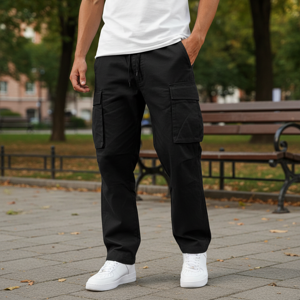 Men's Loose-Fit Cotton Utility Cargo Joggers