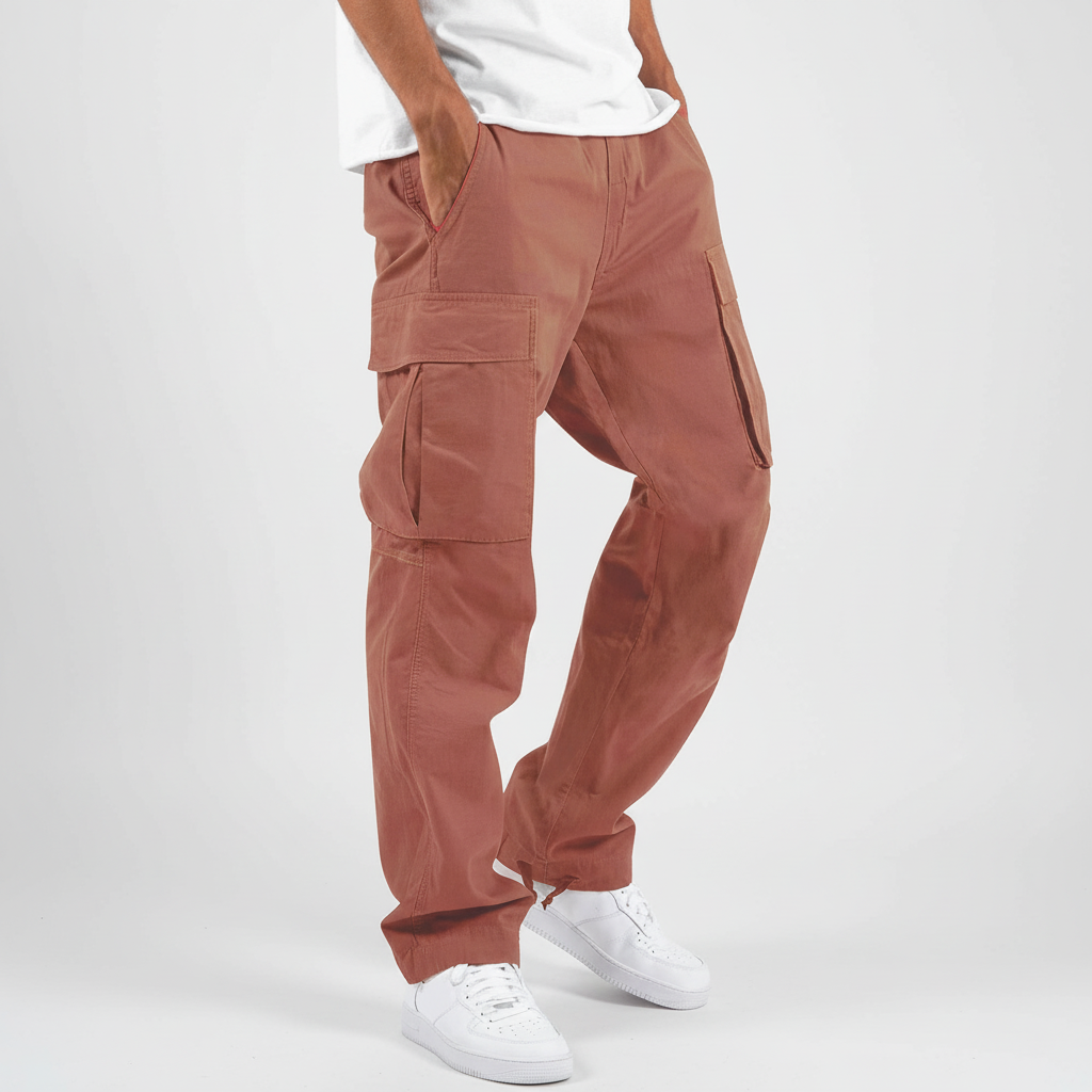 Men's Breathable Tapered Cotton Cargo Trousers