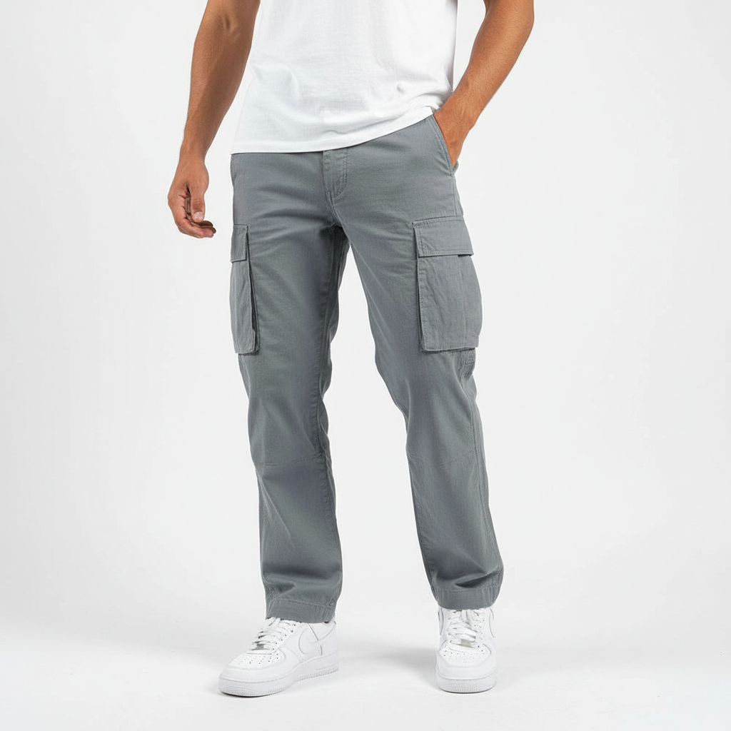 Men's Breathable Tapered Cotton Cargo Trousers