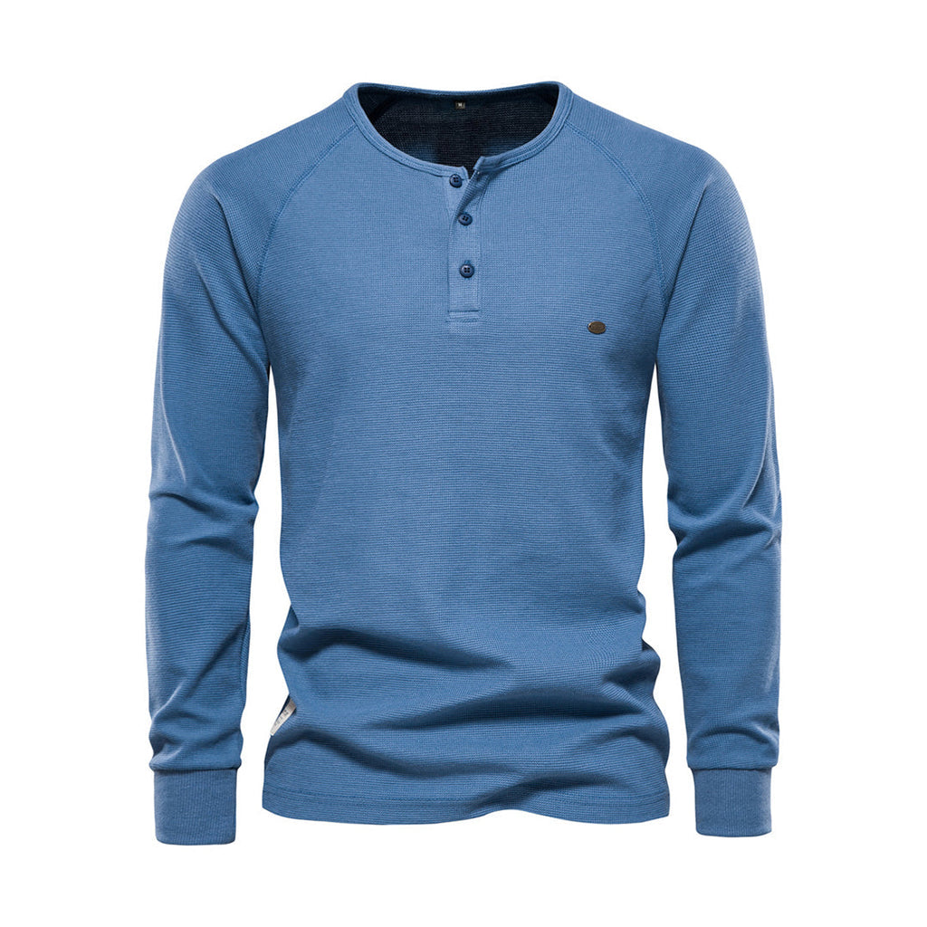 Men's Waffle Knit Long Sleeve Henley