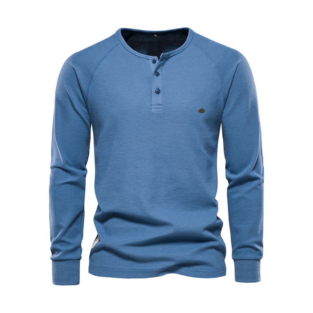 Men's Waffle Knit Long Sleeve Henley