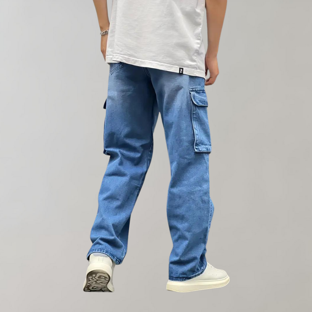 Men's Baggy Streetwear Denim Cargo Trousers
