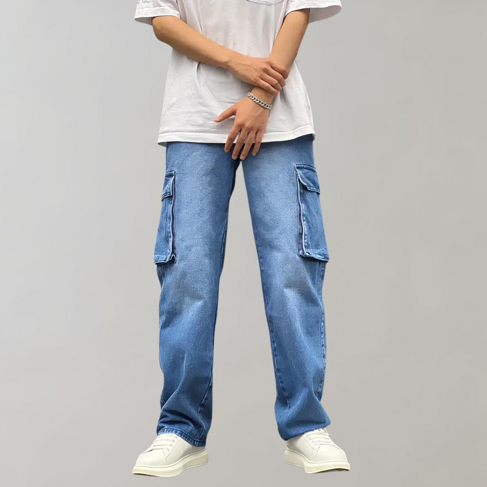 Men's Baggy Streetwear Denim Cargo Trousers