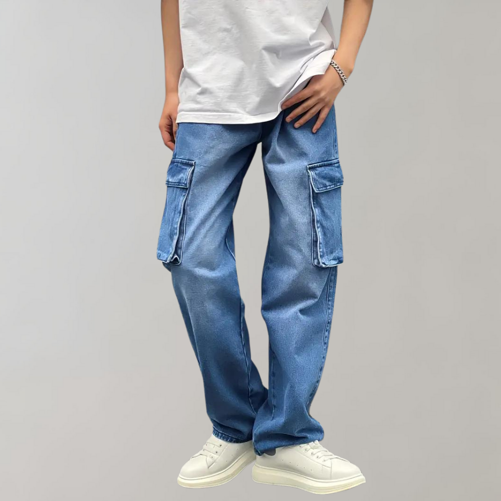 Men's Baggy Streetwear Denim Cargo Trousers