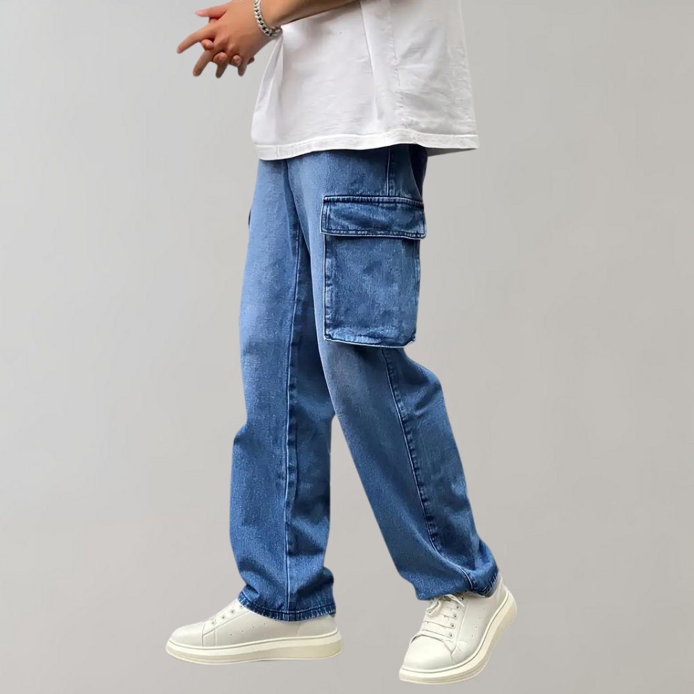 Men's Baggy Streetwear Denim Cargo Trousers