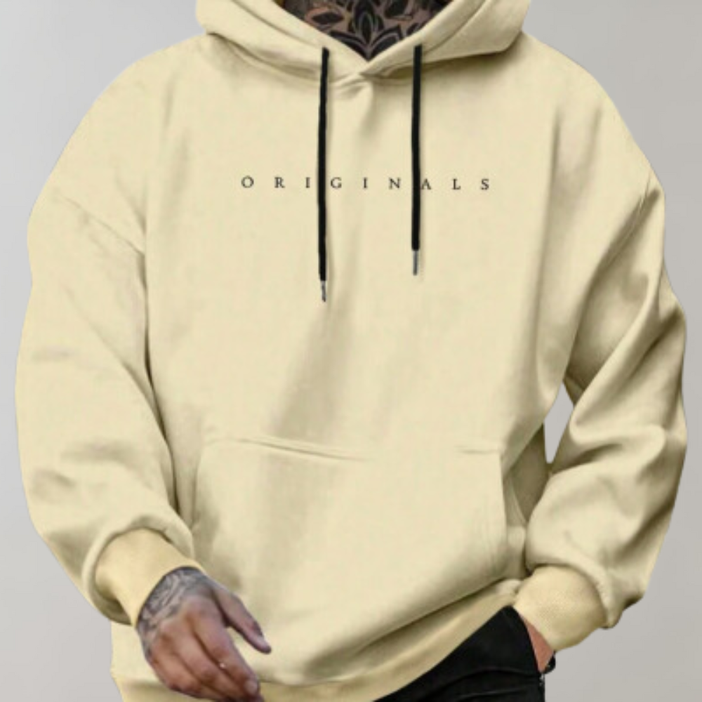 Men's Minimalist Logo Print Hooded Top