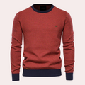 Men's Contrast Ribbed Printed Crew Neck Pullover