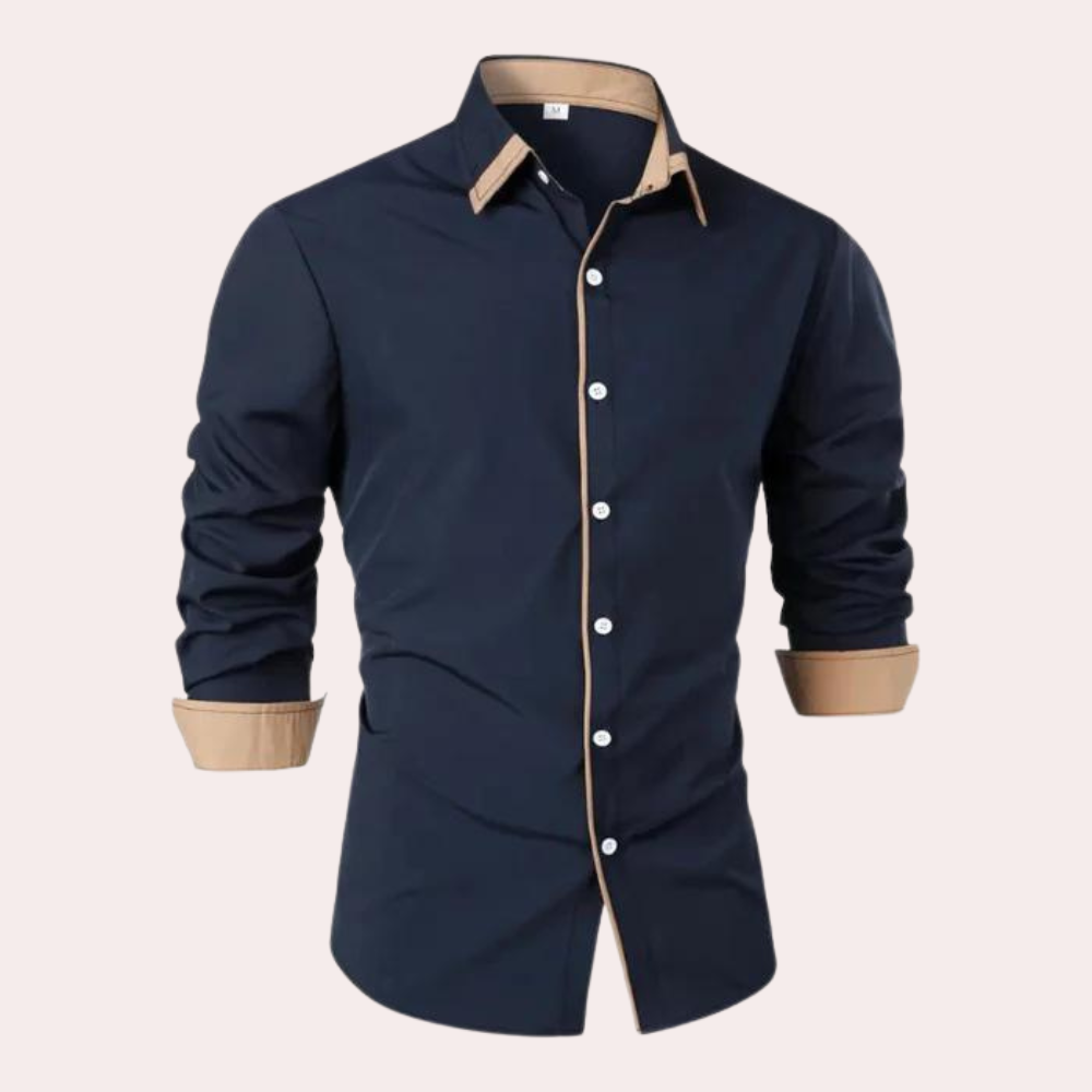 Men's Contrast Trim Slim-Fit Smart Shirt