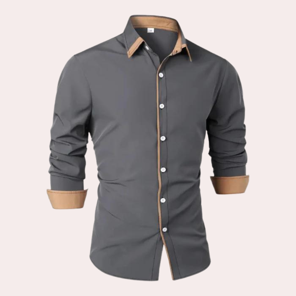 Men's Contrast Trim Slim-Fit Smart Shirt