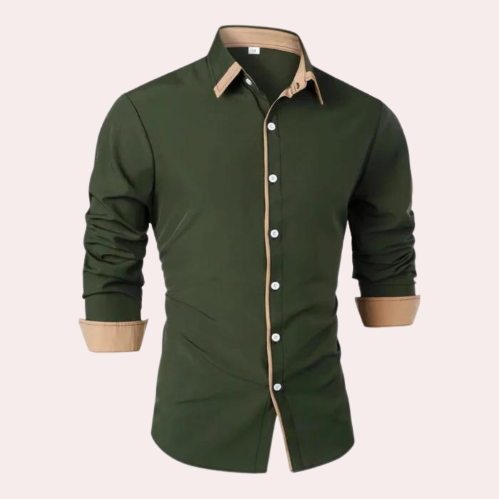 Men's Contrast Trim Slim-Fit Smart Shirt