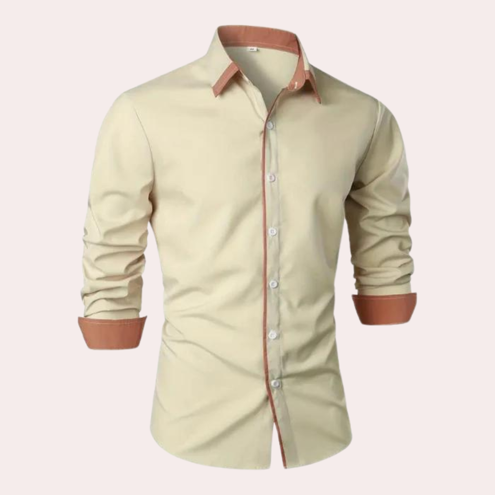 Men's Contrast Trim Slim-Fit Smart Shirt