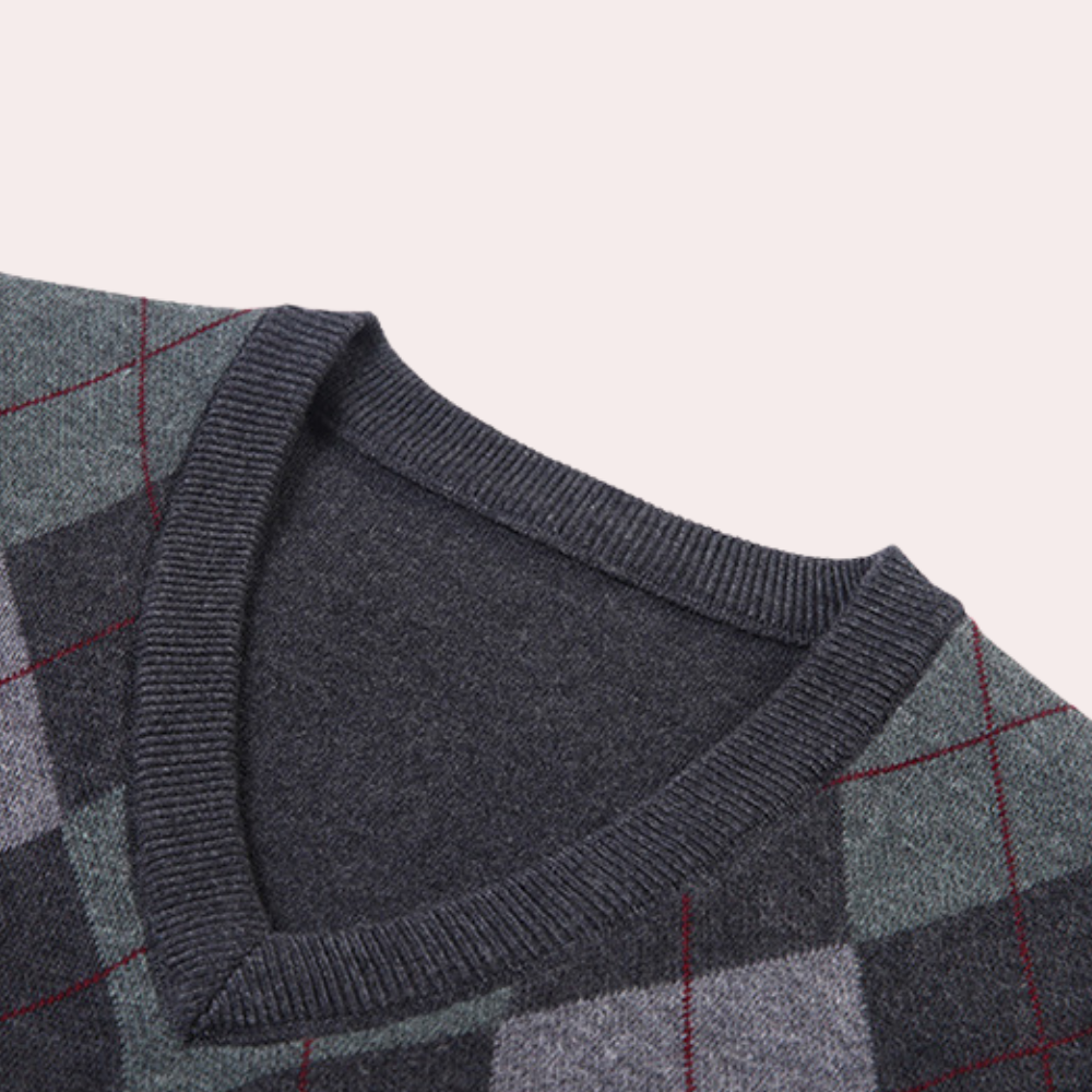 Men's Tailored Printed V-Neck Knit Tank