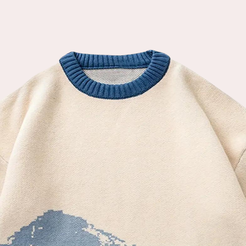 Men's Printed Oversized Knit Pullover
