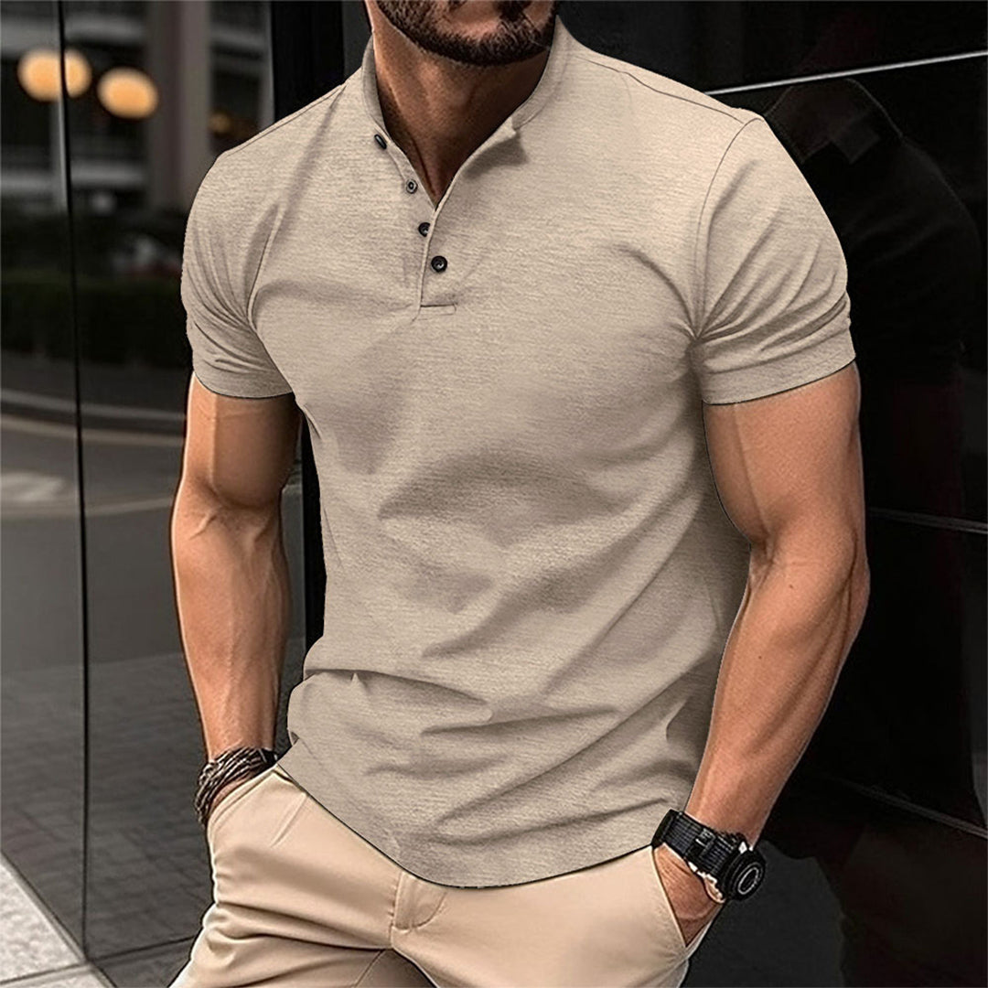 Men's Tailored Slim-Fit Button Neck Polo