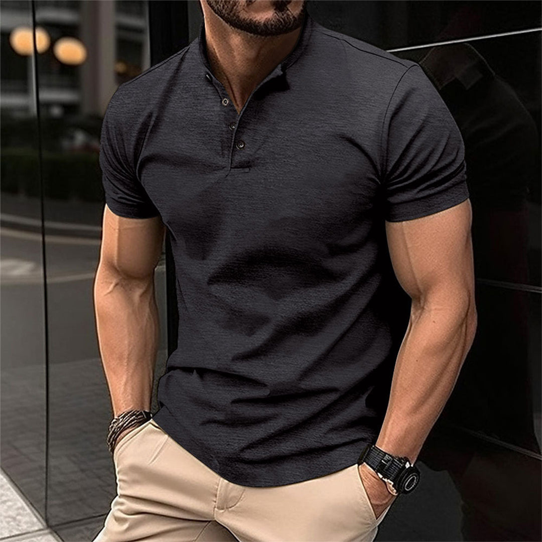Men's Tailored Slim-Fit Button Neck Polo