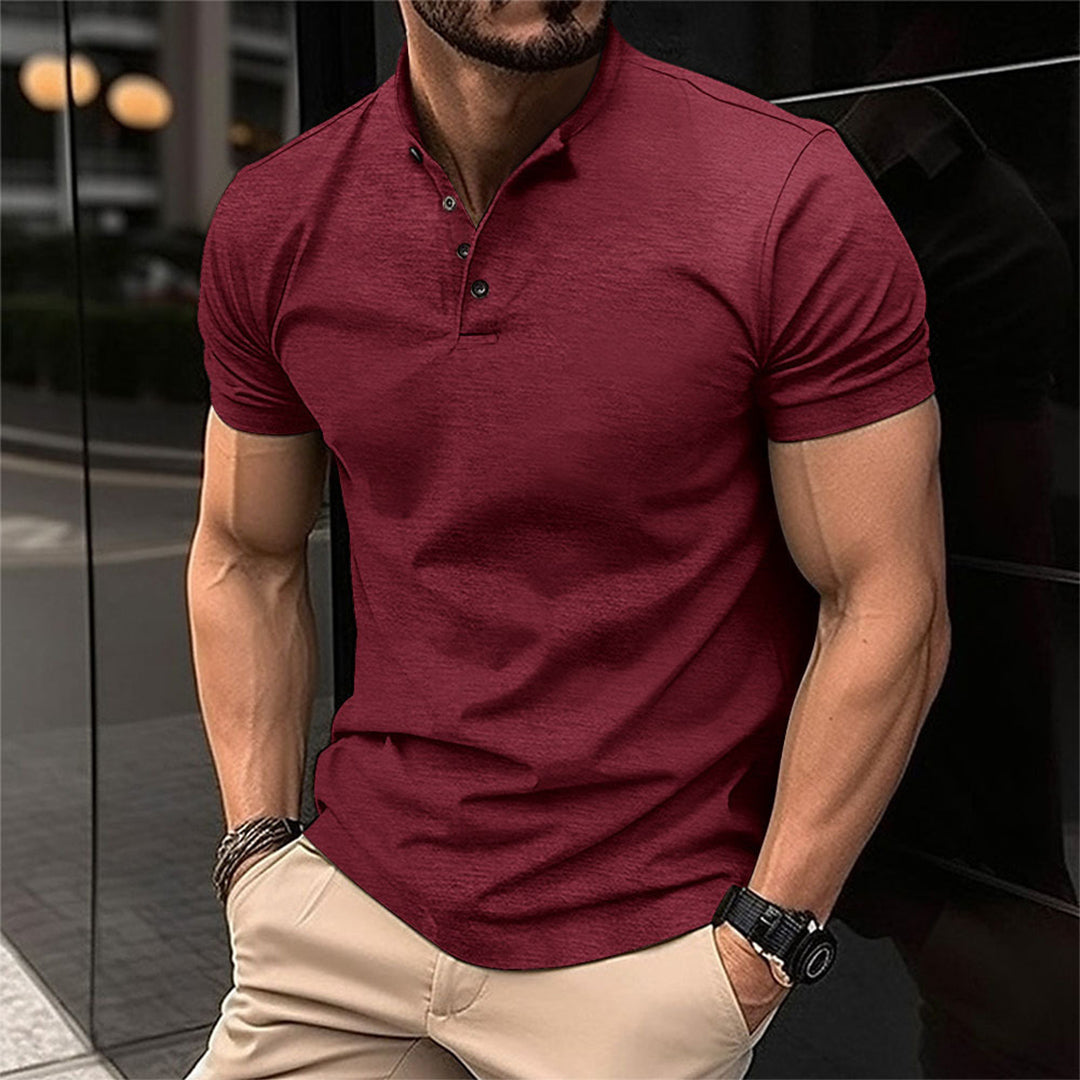 Men's Tailored Slim-Fit Button Neck Polo