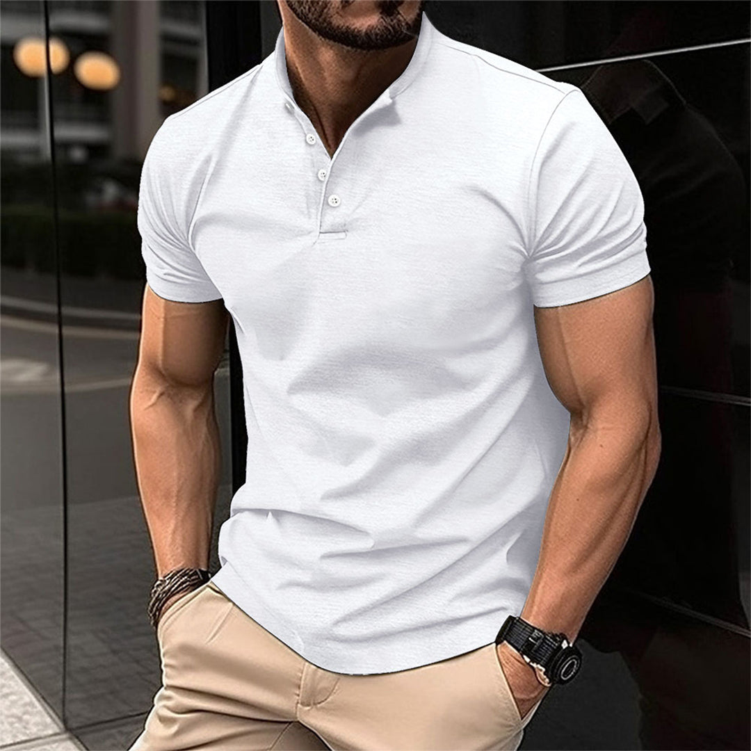 Men's Tailored Slim-Fit Button Neck Polo