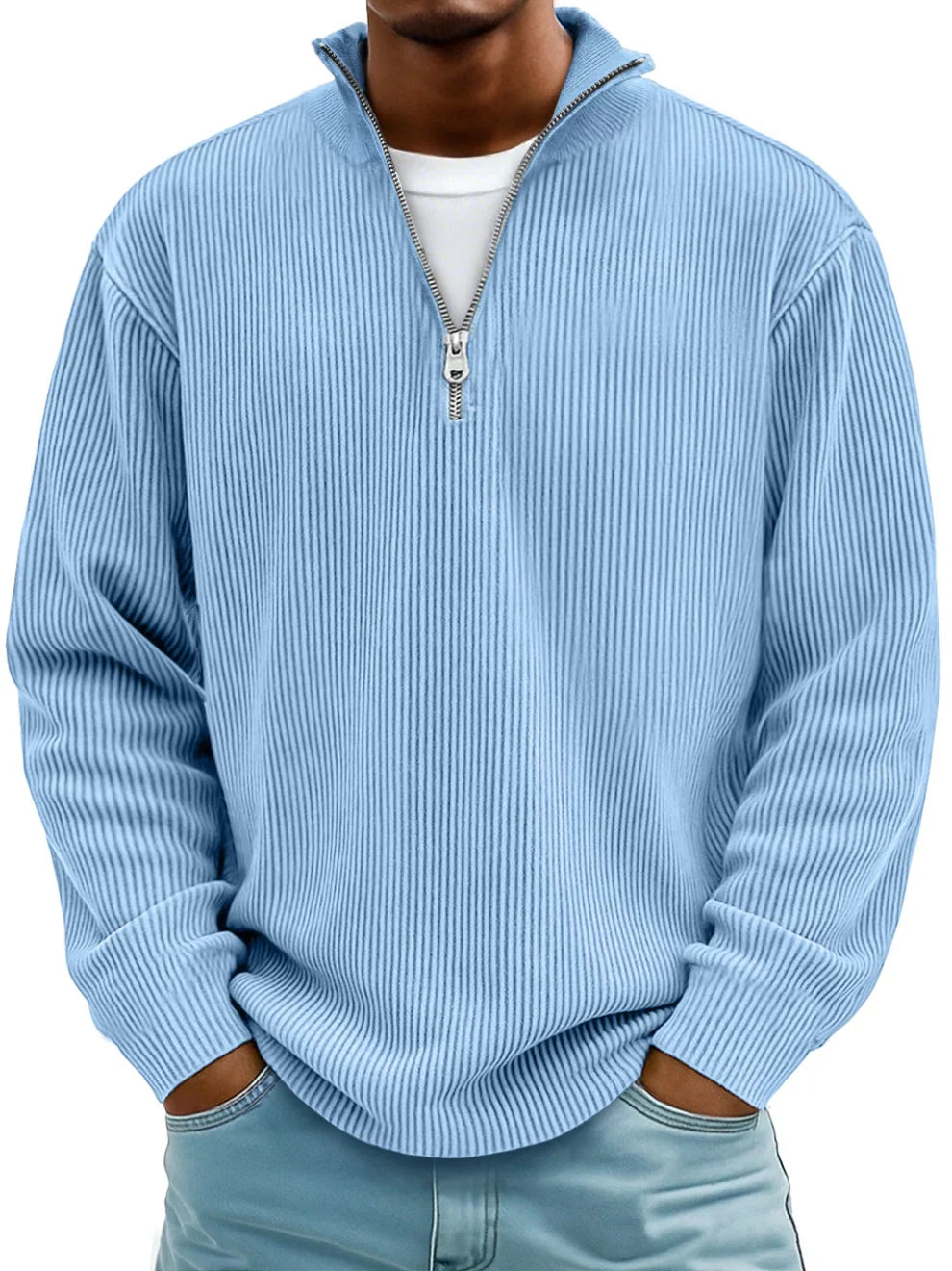 Men's Relaxed Ribbed Half-Zip Sweatshirt