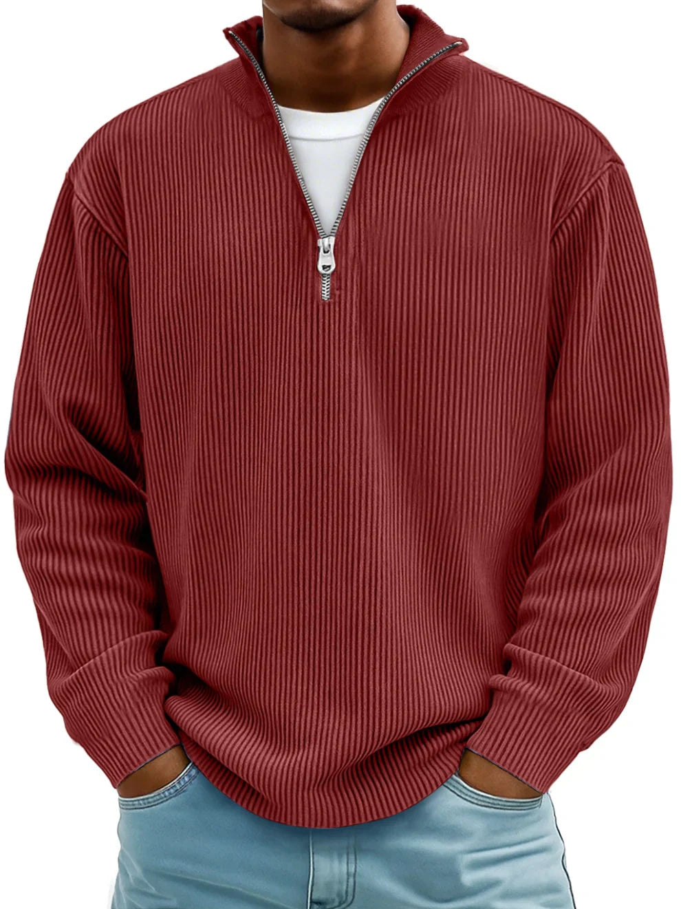 Men's Relaxed Ribbed Half-Zip Sweatshirt