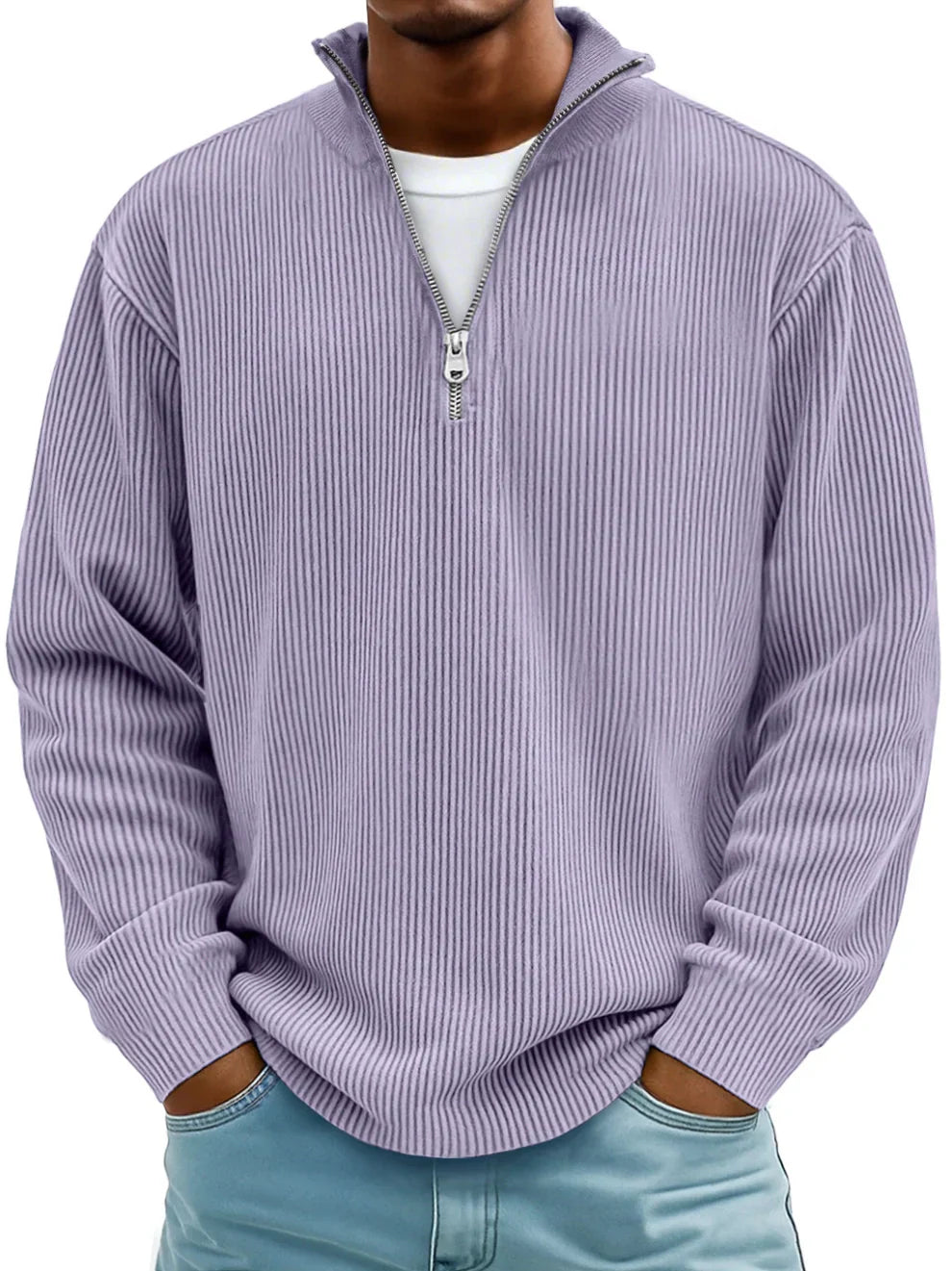 Men's Relaxed Ribbed Half-Zip Sweatshirt
