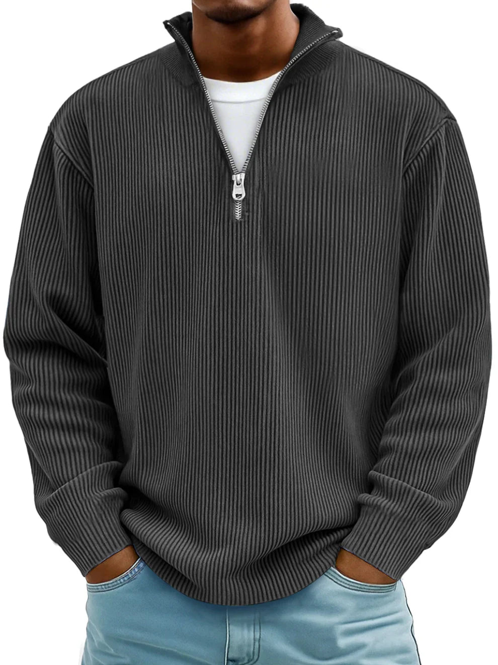 Men's Relaxed Ribbed Half-Zip Sweatshirt