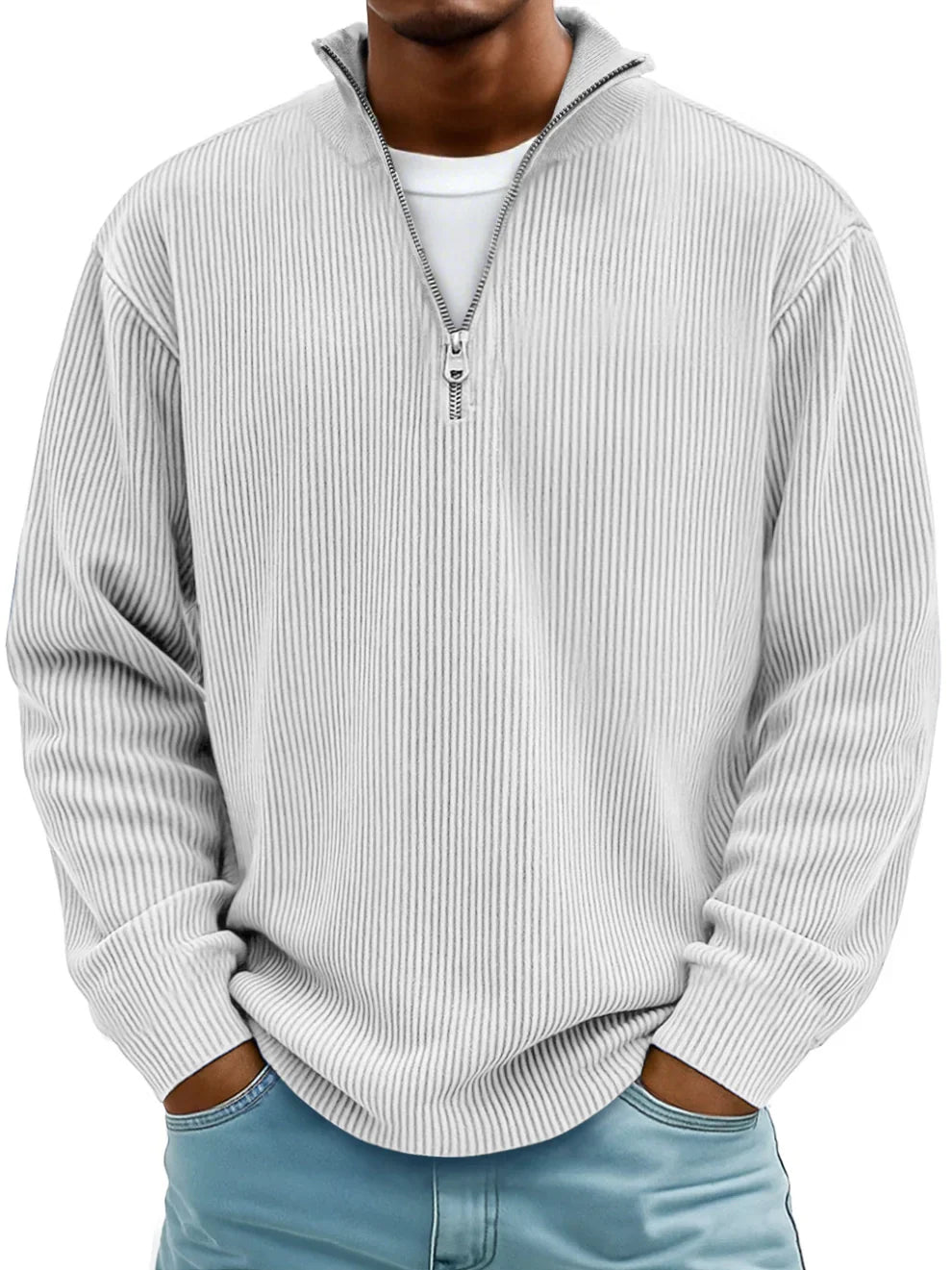 Men's Relaxed Ribbed Half-Zip Sweatshirt