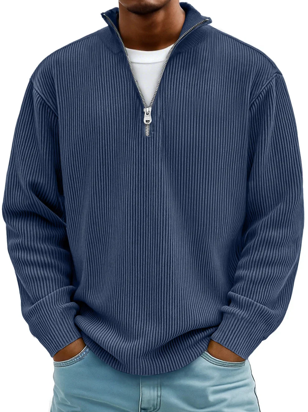 Men's Relaxed Ribbed Half-Zip Sweatshirt