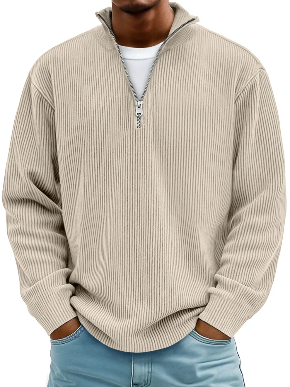 Men's Relaxed Ribbed Half-Zip Sweatshirt