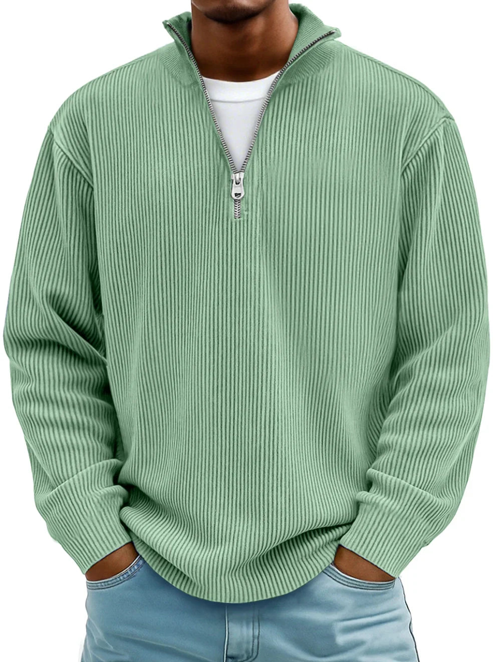 Men's Relaxed Ribbed Half-Zip Sweatshirt