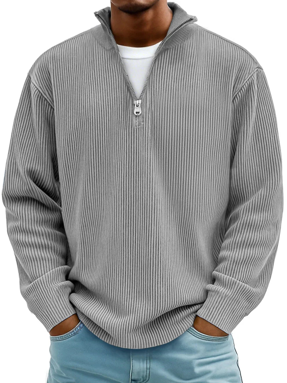 Men's Relaxed Ribbed Half-Zip Sweatshirt