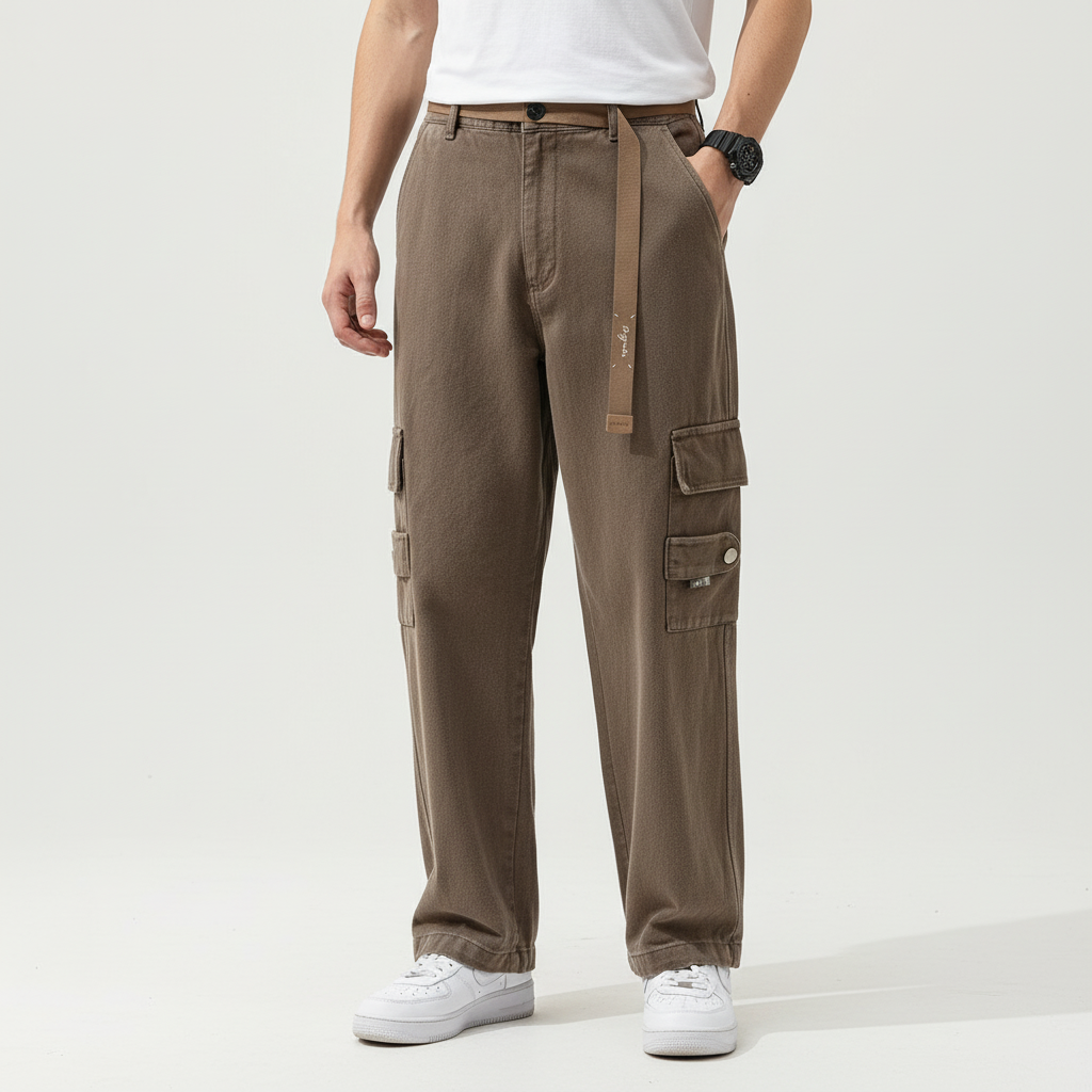 Men's Multi-Pocket Loose Cotton Cargo Trousers