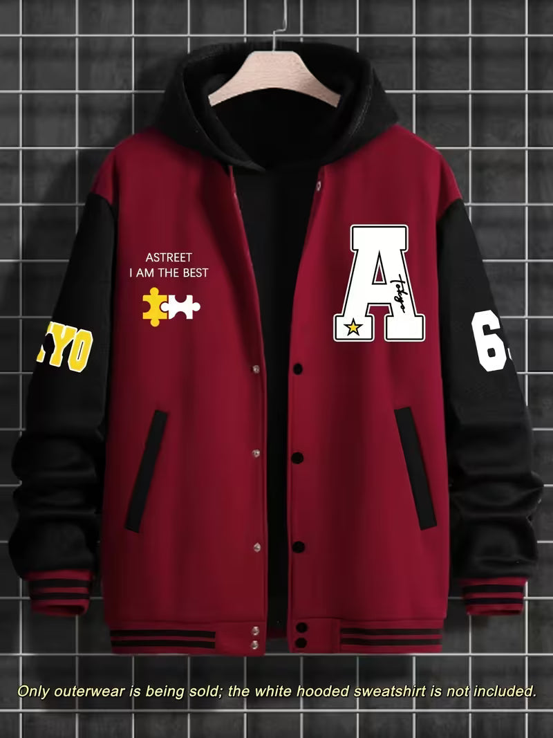 Men's Colour Block Zip-Up Baseball Jacket