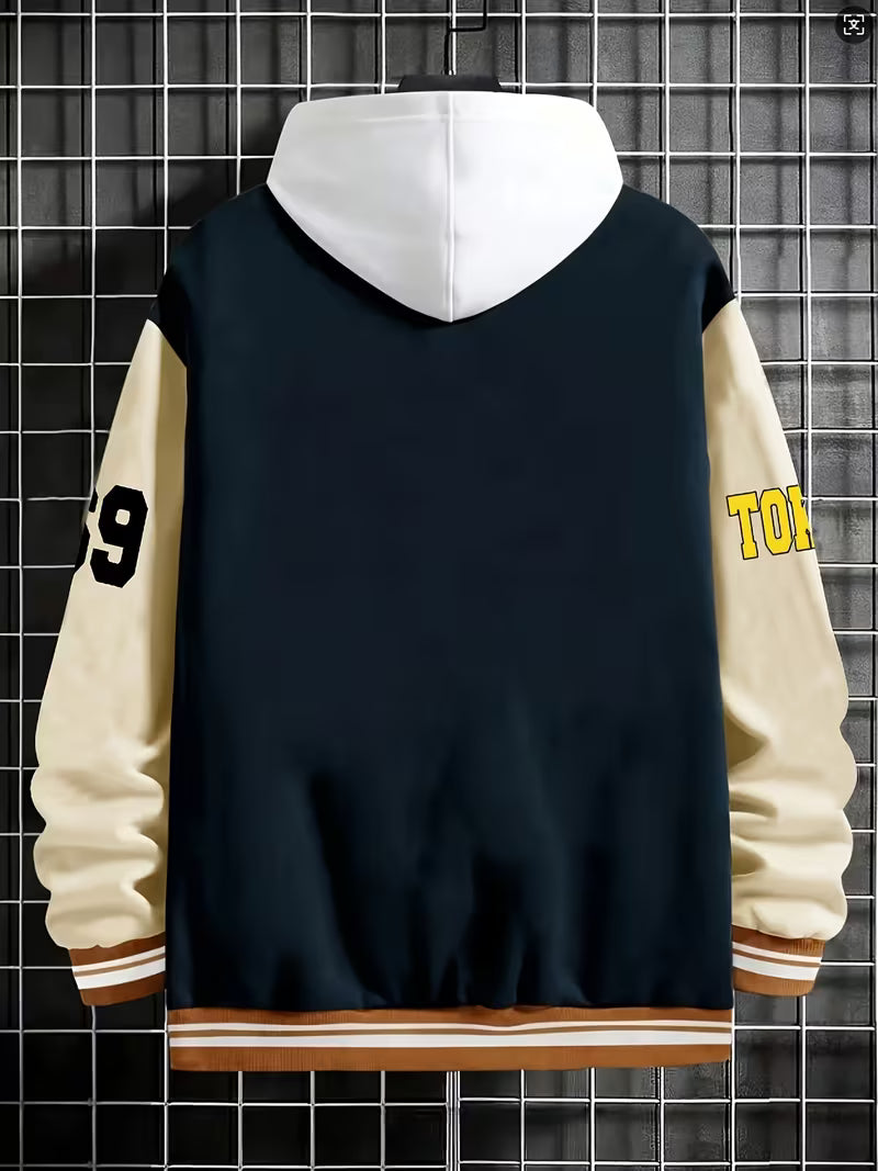 Men's Colour Block Zip-Up Baseball Jacket