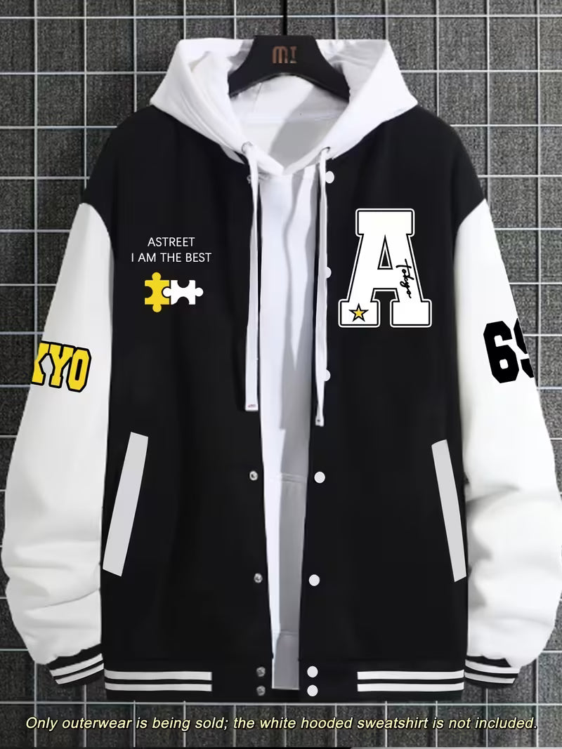 Men's Colour Block Zip-Up Baseball Jacket
