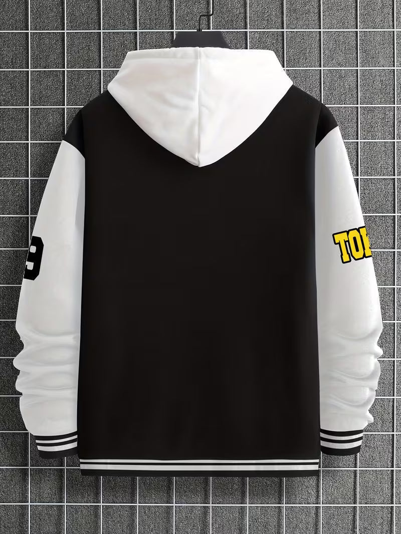 Men's Colour Block Zip-Up Baseball Jacket