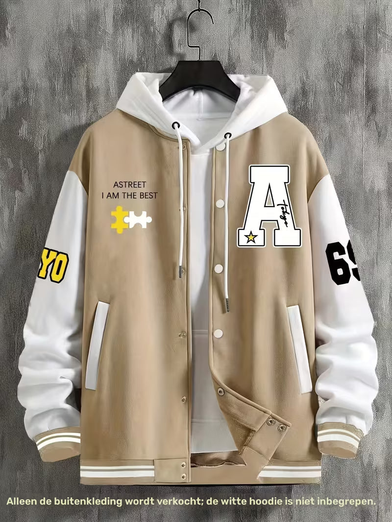 Men's Colour Block Zip-Up Baseball Jacket