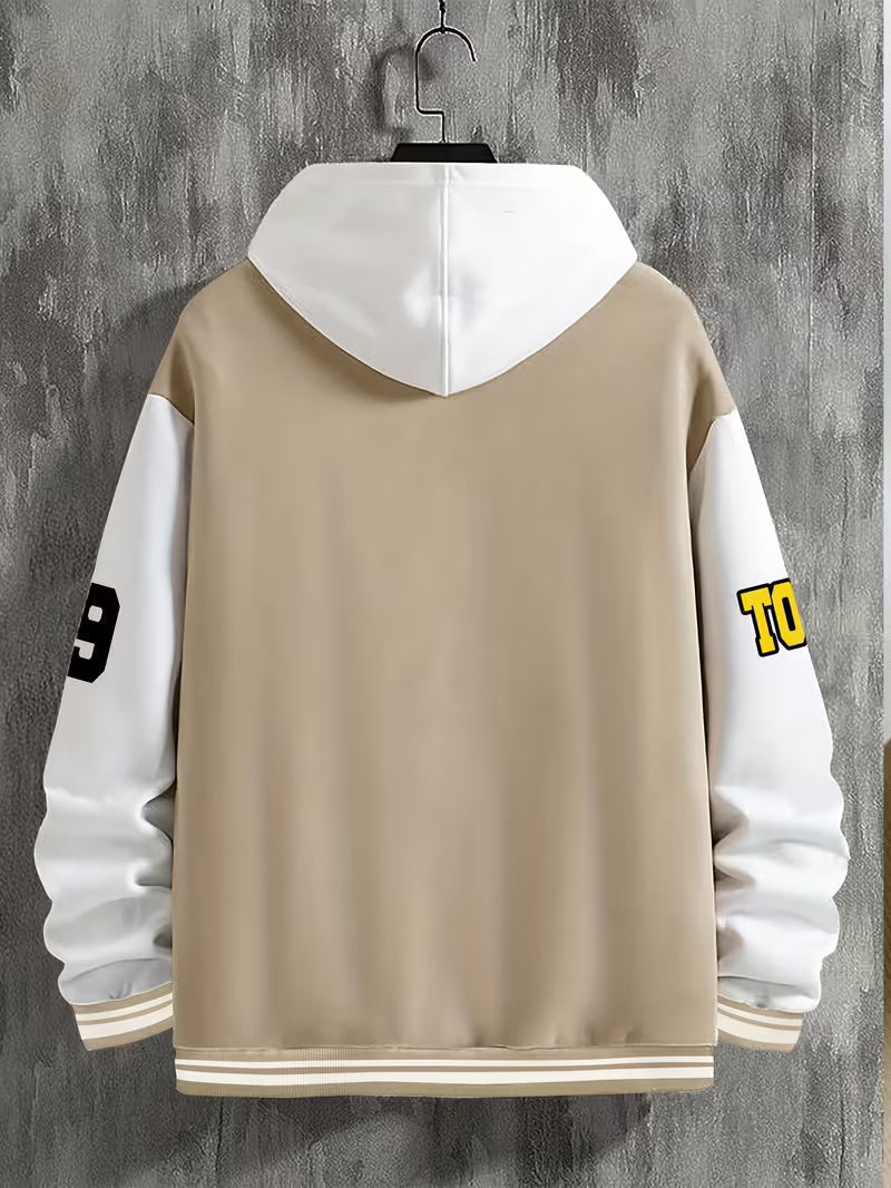 Men's Colour Block Zip-Up Baseball Jacket