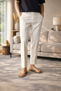 Men's Straight-Leg Tailored Linen-Blend Trousers