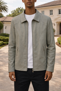 Men's Zip-Front Leather Blouson Jacket