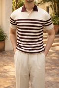 Men's Relaxed Fit Knitted Stripe Polo
