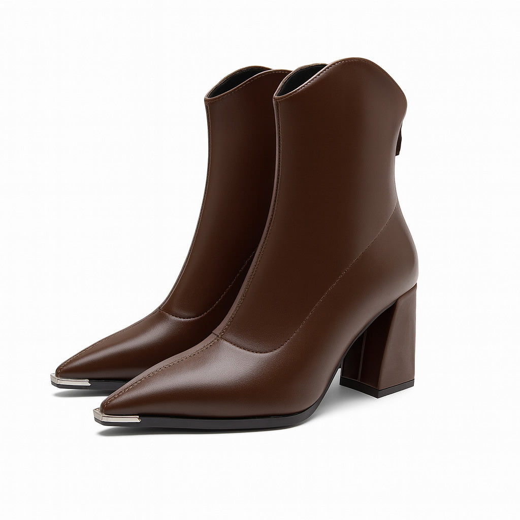 Women's Pointed Block-Heel Ankle Boots